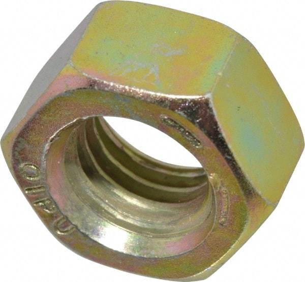 Value Collection - 9/16-12 UNC Steel Right Hand Hex Nut - 7/8" Across Flats, 31/64" High, Zinc Yellow Dichromate Finish - Exact Tool & Supply