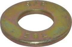 Value Collection - 3/8" Screw, Grade 8 Steel SAE Flat Washer - 13/32" ID x 13/16" OD, 1/16" Thick, Zinc Yellow Dichromate Finish - Exact Tool & Supply