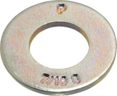 Value Collection - 7/16" Screw, Grade 8 Steel SAE Flat Washer - 15/32" ID x 59/64" OD, 1/16" Thick, Zinc Yellow Dichromate Finish - Exact Tool & Supply