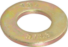 Value Collection - 9/16" Screw, Grade 8 Steel SAE Flat Washer - 19/32" ID x 1-3/16" OD, 3/32" Thick, Zinc Yellow Dichromate Finish - Exact Tool & Supply