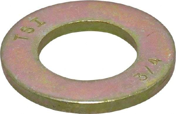 Value Collection - 3/4" Screw, Grade 8 Steel SAE Flat Washer - 13/16" ID x 1-1/2" OD, 9/64" Thick, Zinc Yellow Dichromate Finish - Exact Tool & Supply