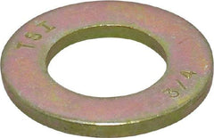 Value Collection - 3/4" Screw, Grade 8 Steel SAE Flat Washer - 13/16" ID x 1-1/2" OD, 9/64" Thick, Zinc Yellow Dichromate Finish - Exact Tool & Supply