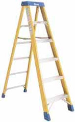 Made in USA - 6 Steps, 7 Ft. High, Type IA Rating, Fiberglass Step Ladder - Exact Tool & Supply