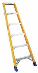 Made in USA - 12 Ft. High, Type IA Rating, Fiberglass Shelf Ladder - Exact Tool & Supply