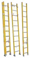 Made in USA - 28' High, Type IAA Rating, Fiberglass Extension Ladder - Exact Tool & Supply