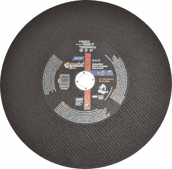 Norton - 14" Aluminum Oxide Cutoff Wheel - 3/32" Thick, 1" Arbor, 4,365 Max RPM, Use with Stationary Tools - Exact Tool & Supply