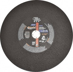 Norton - 14" Aluminum Oxide Cutoff Wheel - 3/32" Thick, 1" Arbor, 4,365 Max RPM, Use with Stationary Tools - Exact Tool & Supply