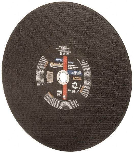 Norton - 16" Aluminum Oxide Cutoff Wheel - 7/64" Thick, 1" Arbor, 3,820 Max RPM, Use with Stationary Tools - Exact Tool & Supply
