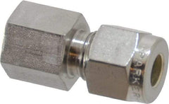 Parker - 1/4" OD, Stainless Steel Female Connector - -425 to 1,200°F, 9/16" Hex, Comp x FNPT Ends - Exact Tool & Supply