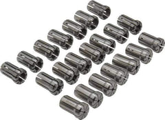 Parlec - 21 Piece, 1/8" to 3/4" Capacity, Double Angle Collet Set - Series DA180 - Exact Tool & Supply
