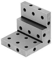 Suburban Tool - 3" Wide x 2-3/4" Deep x 3" High Steel Precision-Ground Angle Plate - Stepped Plate, Machined Holes on Surface, Open End, 9/16" Thick, Single Plate - Exact Tool & Supply