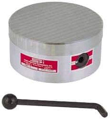 Suburban Tool - Standard Pole Round Permanent Magnetic Rotary Chuck - 6-1/4" Wide x 3" High, Ceramic - Exact Tool & Supply