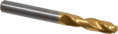 Guhring - 8.39978mm 140° Spiral Flute Solid Carbide Screw Machine Drill Bit - TiN Finish, Right Hand Cut, 37mm Flute Length, 79mm OAL, SU Point, Straight Shank - Exact Tool & Supply