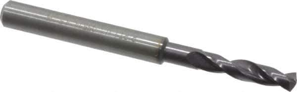 Guhring - #16 140° Spiral Flute Solid Carbide Screw Machine Drill Bit - FIREX Finish, Right Hand Cut, 24mm Flute Length, 66mm OAL, SU Point, Straight Shank - Exact Tool & Supply