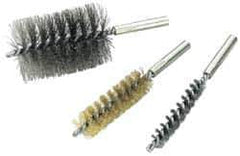 Value Collection - 2-1/2" Diam Helical Steel Tube Brush - Single Spiral, 0.012" Filament Diam, 4" Brush Length, 7" OAL, 1/2-12 Male Shank - Exact Tool & Supply