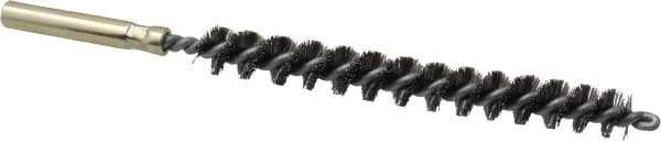 Value Collection - 3/8" Diam Helical Steel Tube Brush - 0.008" Filament Diam, 3-1/8" Brush Length, 5-1/8" OAL, 1/4" Diam Shank - Exact Tool & Supply