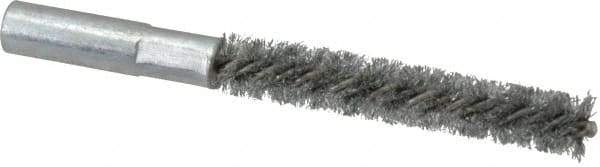 Value Collection - 3/8" Diam Helical Steel Tube Brush - Double Spiral, 0.008" Filament Diam, 2-23/64" Brush Length, 4" OAL, 3/16-24 Female Shank - Exact Tool & Supply