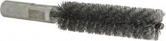 Value Collection - 5/8" Diam Helical Steel Tube Brush - Double Spiral, 0.012" Filament Diam, 2-23/64" Brush Length, 4" OAL, 5/16-18 Female Shank - Exact Tool & Supply