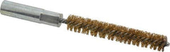 Value Collection - 3/8" Diam Helical Brass Tube Brush - Double Spiral, 0.014" Filament Diam, 2-23/64" Brush Length, 4" OAL, 3/16-24 Female Shank - Exact Tool & Supply