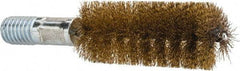 Value Collection - 1" Diam Helical Brass Tube Brush - Double Spiral, 0.012" Filament Diam, 2-23/64" Brush Length, 4" OAL, 1/2-12 Male Shank - Exact Tool & Supply