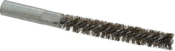 Value Collection - 3/8" Diam Helical Stainless Steel Tube Brush - Double Spiral, 0.008" Filament Diam, 2-23/64" Brush Length, 4" OAL, 3/16-24 Female Shank - Exact Tool & Supply