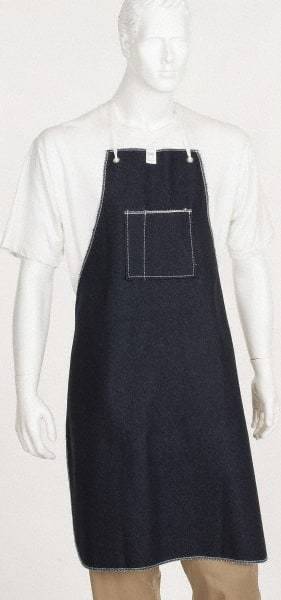 Ansell - 28 x 36" General Purpose Bib Apron - Denim, 14 oz Material, Blue, 1 Pocket, Tie Waist & Neck Strap Closure - Exact Tool & Supply