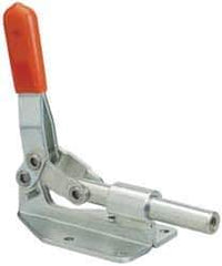 Lapeer - 300 Lb Load Capacity, Flanged Base, Carbon Steel, Standard Straight Line Action Clamp - 4 Mounting Holes, 0.222" Mounting Hole Diam, 1/2" Plunger Diam, Straight Handle - Exact Tool & Supply