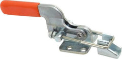 Lapeer - 700 Lb Capacity, Horizontal, U Hook, Flanged Base, Carbon Steel Pull Action Latch Clamp - 1-3/4" Drawing Movement, 5-3/8" OAL, Straight Handle - Exact Tool & Supply