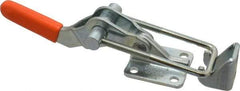Lapeer - 2,000 Lb Capacity, Horizontal, U Hook, Flanged Base, Carbon Steel Pull Action Latch Clamp - 2-1/2" Drawing Movement, 7-3/8" OAL, Straight Handle - Exact Tool & Supply
