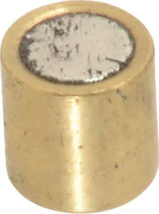 Mag-Mate - 1/4" Diam x 1/4" High, 0.63 Lb Average Pull Force, 1-1/4 Lb Max Pull Force, Neodymium Rare Earth Shielded Magnet - Brass Shield, 0.032" Shielding Wall Thickness - Exact Tool & Supply