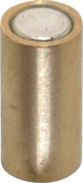 Mag-Mate - 1/4" Diam x 1/2" High, 0.75 Lb Average Pull Force, 1-1/2 Lb Max Pull Force, Neodymium Rare Earth Shielded Magnet - Brass Shield, 0.032" Shielding Wall Thickness - Exact Tool & Supply