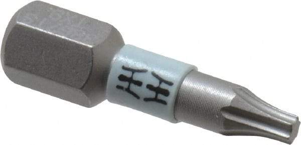 Wera - 1/4" Drive T9 Torx Screwdriver Bit - 1" OAL, Insert Bit - Exact Tool & Supply