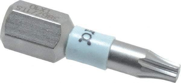 Wera - 1/4" Drive T10 Torx Screwdriver Bit - 1" OAL, Insert Bit - Exact Tool & Supply