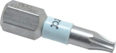 Wera - 1/4" Drive T10 Torx Screwdriver Bit - 1" OAL, Insert Bit - Exact Tool & Supply