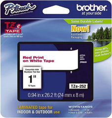 Brother - 7.8" Wide, Red on White Label Tape - For Label Maker - Exact Tool & Supply
