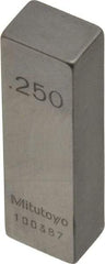 Mitutoyo - 0.25" Rectangular Steel Gage Block - Accuracy Grade AS-1, Includes Certificate of Inspection - Exact Tool & Supply