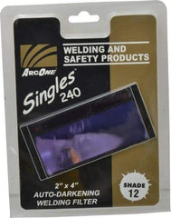 ArcOne - 4-1/4" Wide x 2" High, Lens Shade 12, Auto-Darkening Lens - 0.2" Thick, Green, Horizontal Mount - Exact Tool & Supply