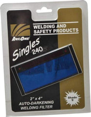 ArcOne - 4-1/4" Wide x 2" High, Lens Shade 9, Auto-Darkening Lens - 0.2" Thick, Green, Horizontal Mount - Exact Tool & Supply