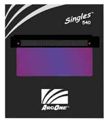ArcOne - 4-1/2" Wide x 5-1/4" High, Lens Shade 9, Auto-Darkening Lens - 0.2" Thick, Green, Vertical Mount - Exact Tool & Supply
