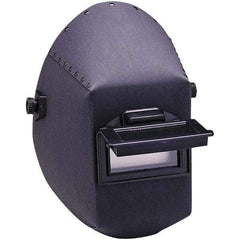 Jackson Safety - 4-1/4" Window Width x 2" Window Height, 10 Shade Fixed Shade Lens, Front Lift Welding Helmet - Black Vulcanized Fiber Green Lens - Exact Tool & Supply