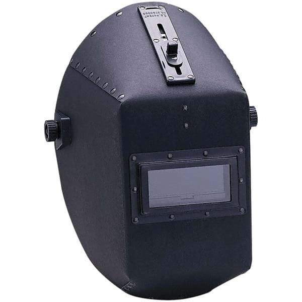 Jackson Safety - 4-1/4" Window Width x 2" Window Height, 10 Shade Fixed Shade Lens, Fixed Front Welding Helmet - Black Vulcanized Fiber Green Lens - Exact Tool & Supply