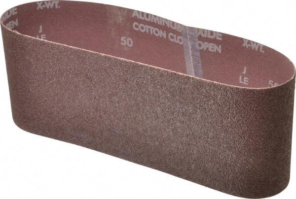Norton - 4" Wide x 24" OAL, 50 Grit, Aluminum Oxide Abrasive Belt - Aluminum Oxide, Coarse, Coated, X Weighted Cloth Backing, Series R228 - Exact Tool & Supply