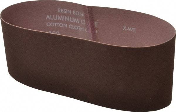 Norton - 4" Wide x 24" OAL, 100 Grit, Aluminum Oxide Abrasive Belt - Aluminum Oxide, Fine, Coated, X Weighted Cloth Backing, Series R228 - Exact Tool & Supply
