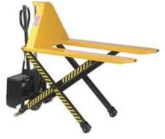 Wesco Industrial Products - 3,000 Lb Capacity, 31" Lift Height, Battery Operated Electric Pallet Lifter - 3-1/3" Lowered Height, 45" Fork Length, 27" Overall Width - Exact Tool & Supply