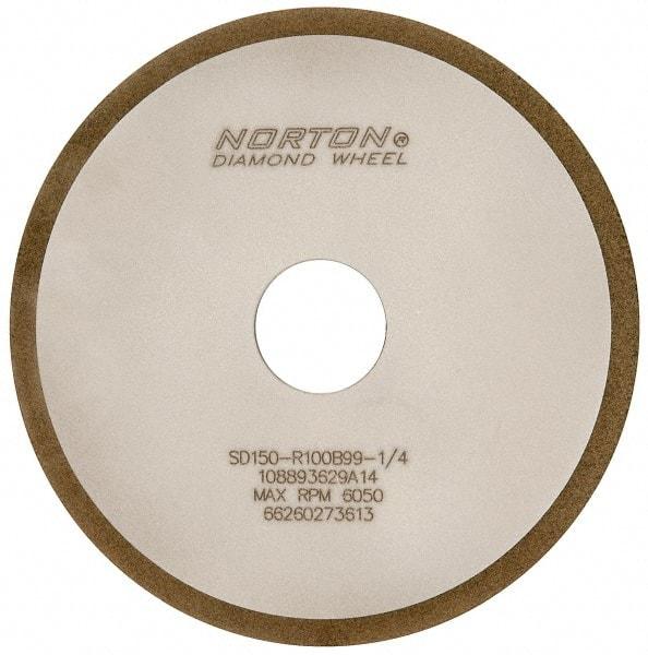 Norton - 6" Diam x 1-1/4" Hole x 1/8" Thick, 150 Grit Surface Grinding Wheel - Diamond, Type 1A1, Very Fine Grade, Resinoid Bond - Exact Tool & Supply