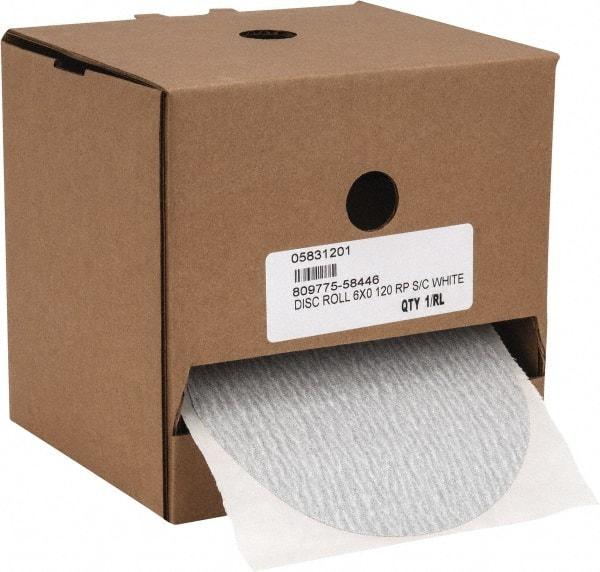Made in USA - 6" Diam, 120 Grit Silicon Carbide Adhesive PSA Disc - Fine Grade, B Weighted Paper Backing, For Low Speed Dual-Action Sanders, Random Orbital Sanders - Exact Tool & Supply
