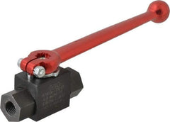 HYDAC - 1/4" Pipe, Carbon Steel Standard Ball Valve - 1 Piece, FNPT x FNPT Ends, Lever Handle, 7,250 WOG - Exact Tool & Supply