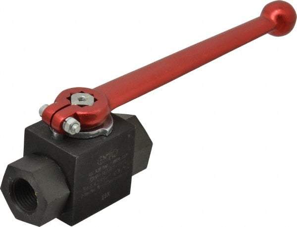 HYDAC - 1/2" Pipe, Carbon Steel Standard Ball Valve - 1 Piece, FNPT x FNPT Ends, Lever Handle, 5,800 WOG - Exact Tool & Supply