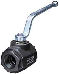 HYDAC - 1-1/4" Pipe, Carbon Steel Standard Ball Valve - 1 Piece, SAE x SAE Ends, Lever Handle, 5,000 WOG - Exact Tool & Supply