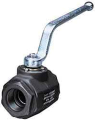 HYDAC - 3/8" Pipe, Carbon Steel Standard Ball Valve - 1 Piece, SAE x SAE Ends, Lever Handle, 7,250 WOG - Exact Tool & Supply